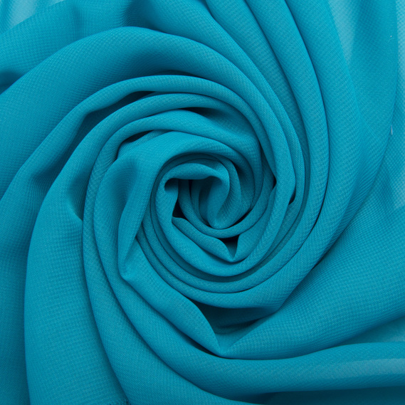 Тканина шифон Мульті 70 гр/м2 150 см напівпрозора, легка, повітряна для суконь, блузок та аксесуарів т/бірюза, фото 1