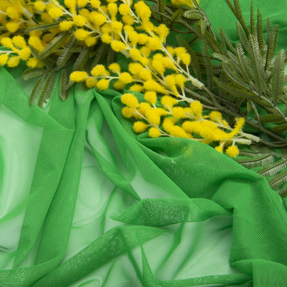 Тканина сітка стрейч м`яка однотонна V-1535 зелена, фото 3