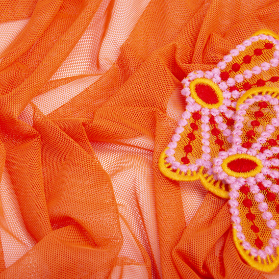 Soft, solid-colored stretch mesh fabric V-1500 помаранч, фото 3