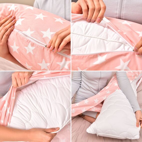 Наволочка для подушки S-Form IDEIA 40х130 см з блискавкою бязь бавовна натуральна пудра, фото 4