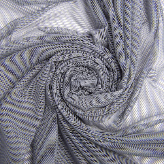 Тканина сітка стрейч м`яка однотонна V-1536 сіра, фото 1