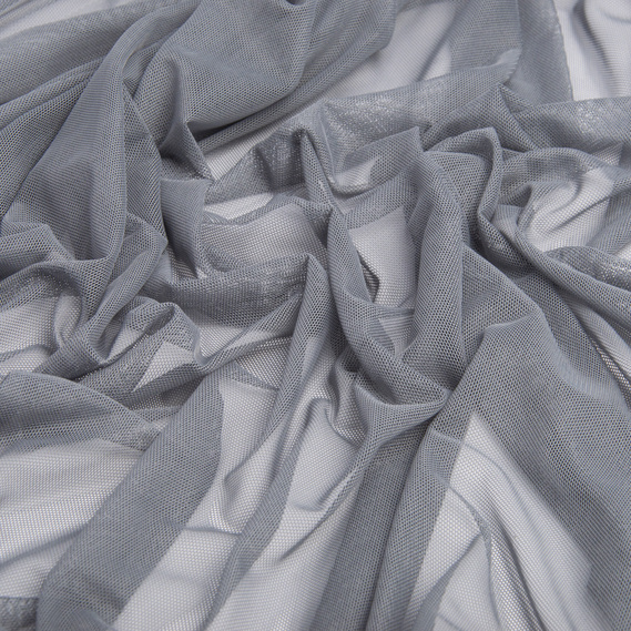 Тканина сітка стрейч м`яка однотонна V-1536 сіра, фото 2