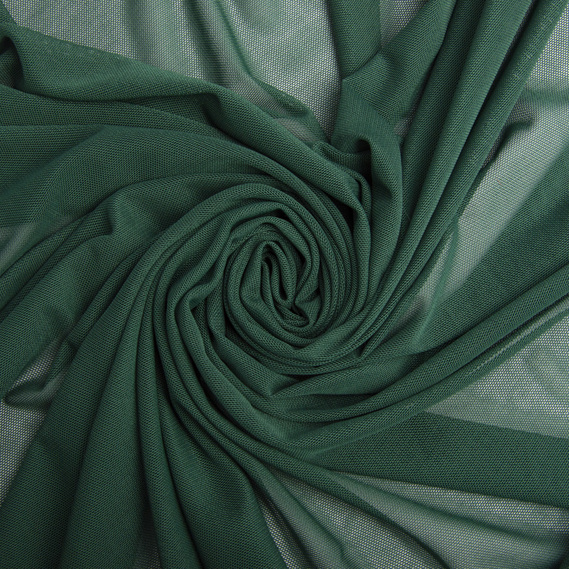 Тканина сітка стрейч м`яка однотонна V-1534 т/зелена, фото 1