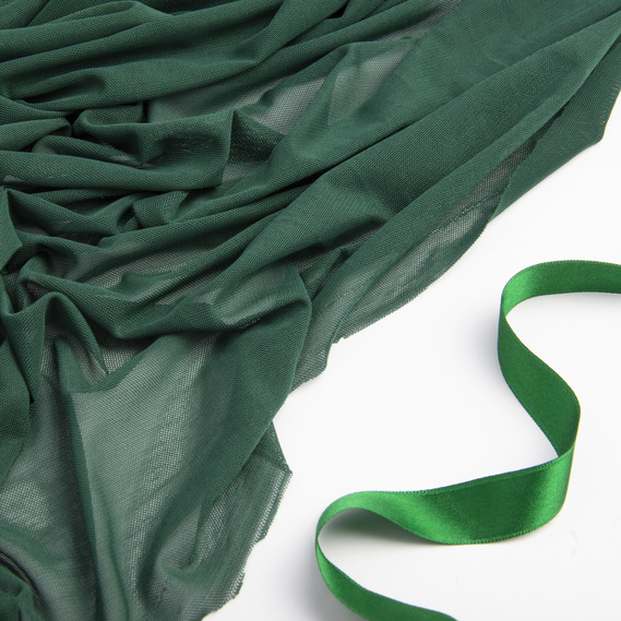 Тканина сітка стрейч м`яка однотонна V-1534 т/зелена, фото 3