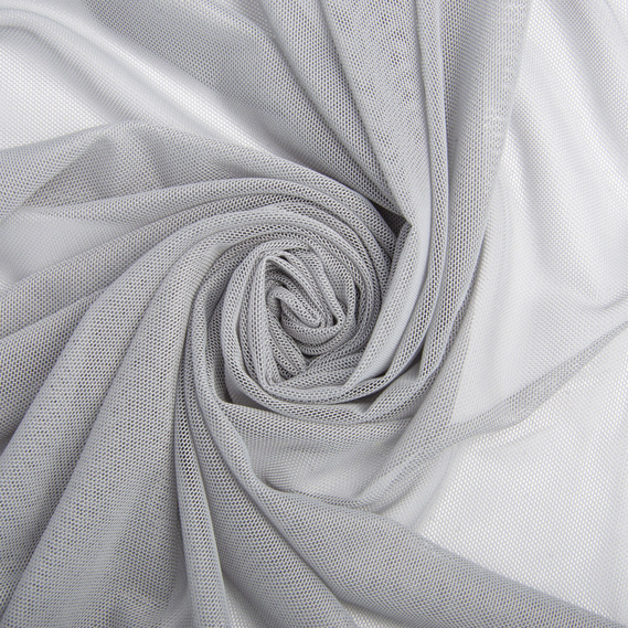 Тканина сітка стрейч м`яка однотонна V-1095 св/сіра, фото 1