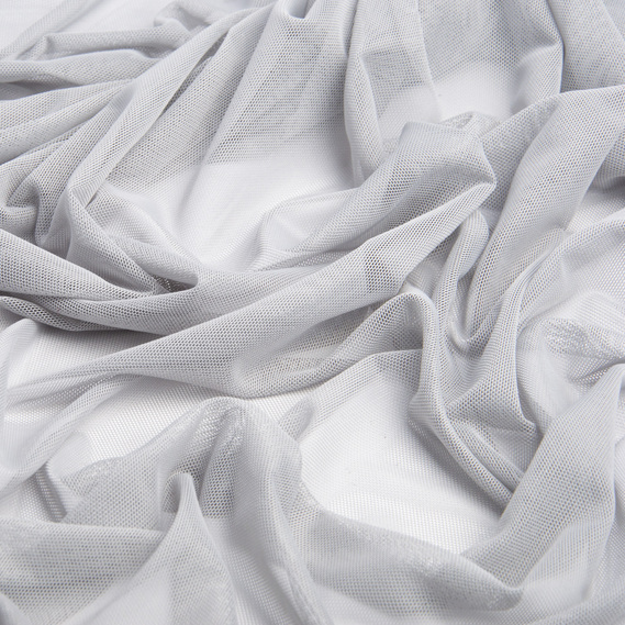 Тканина сітка стрейч м`яка однотонна V-1095 св/сіра, фото 2