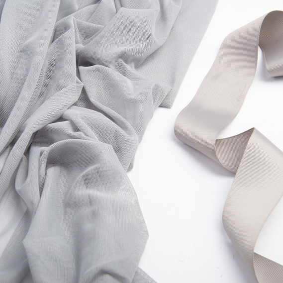 Тканина сітка стрейч м`яка однотонна V-1095 св/сіра, фото 3