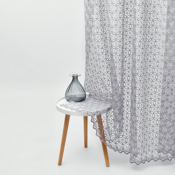 Тканина тюль сітка з вишивкою Куля V-т/синій, фото 1 Тканина тюль сітка з вишивкою Куля V-т/синій, фото 1