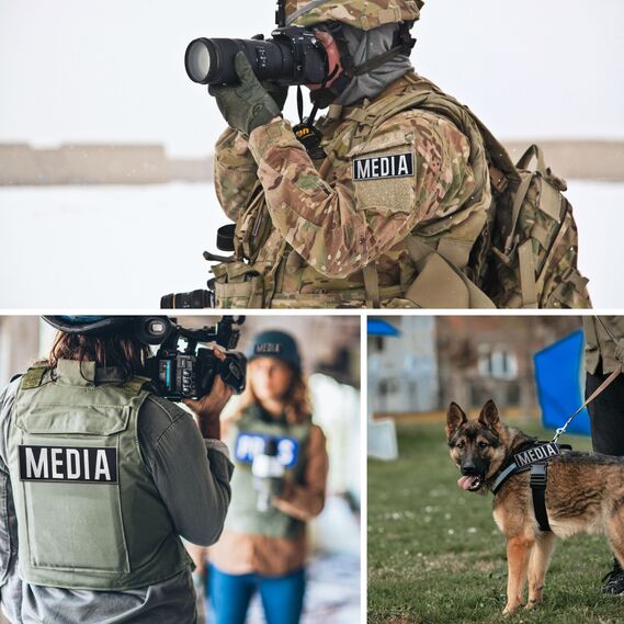 Набор шевронов 2 шт с липучкой MEDIA 9х25 + 4,5х12,5 см черный, для медиа, прессы и журналистов, фото 2