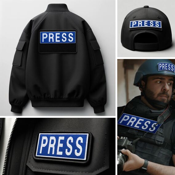 Набор шевронов 3 шт на липучке Пресса 8х25, 2,5х11,5 та 5х9 см для журналистов и медиа, фото 5