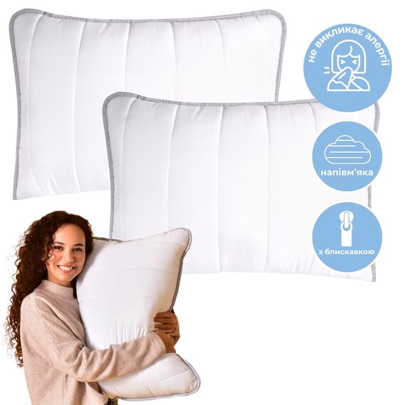 Set of 2 pillows 50x70 cm IDEIA LINE anti-allergenic fiber біла, фото 1