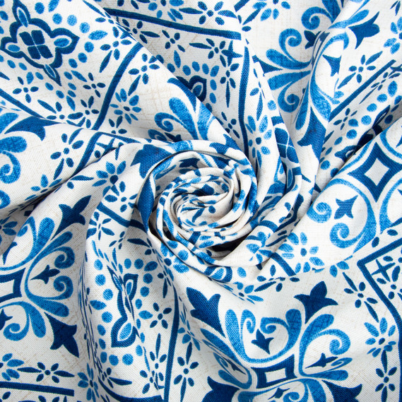 Тканина декоративна Версаль бавовна з водовідштовхувальним просоченням, для скатертин, штор, декору V-001 джинс, фото 1