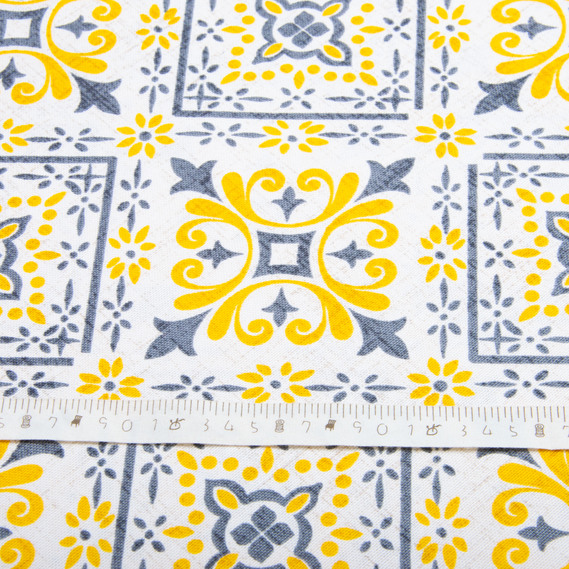 Тканина декоративна Версаль бавовна з водовідштовхувальним просоченням, для скатертин, штор, декору V-004 жовтий, фото 4