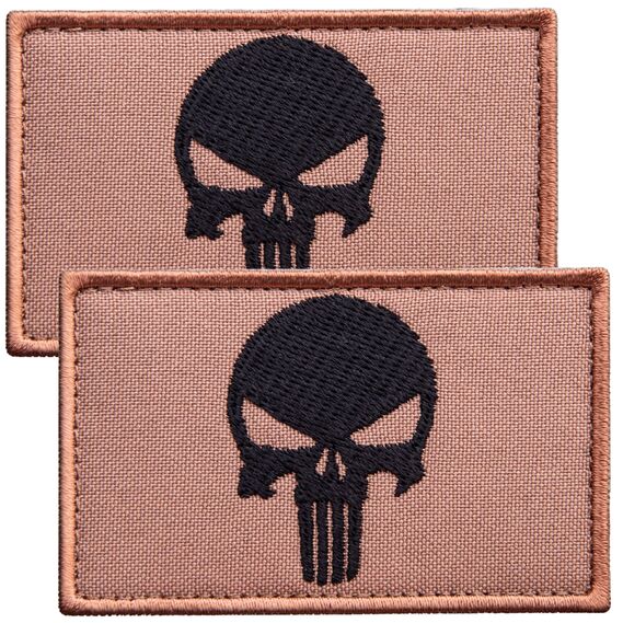 Set of two Punisher skull punisher patches with Velcro, embroidered, 5x8 cm, фото 1 Set of two Punisher skull punisher patches with Velcro, embroidered, 5x8 cm, фото 1