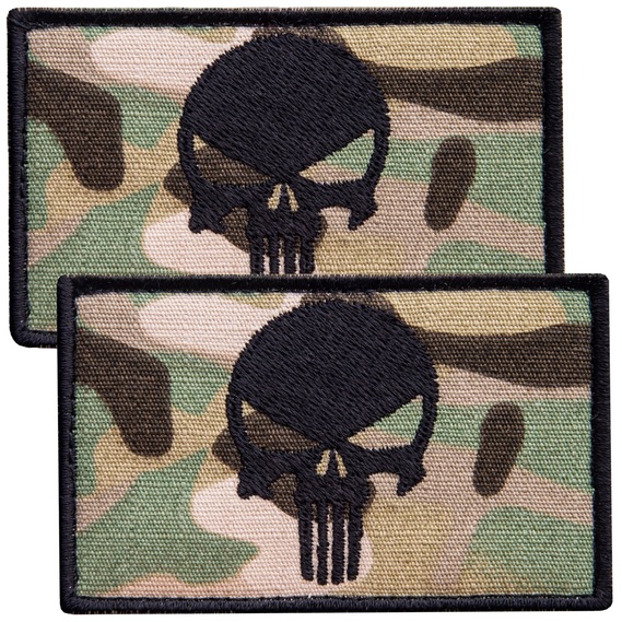 Set of two Punisher skull punisher patches with Velcro, embroidered, 5x8 cm, фото 1