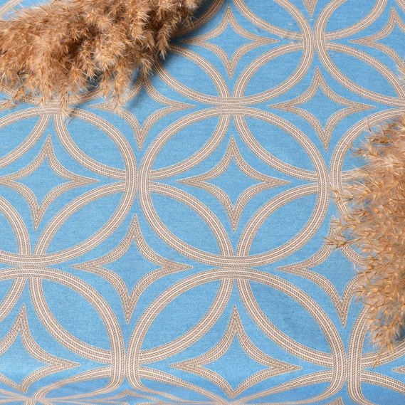 Скатертина з водовідштовхувальним просоченням IDEIA 140х170 см бавовна візерунок бірюза V-25, фото 4