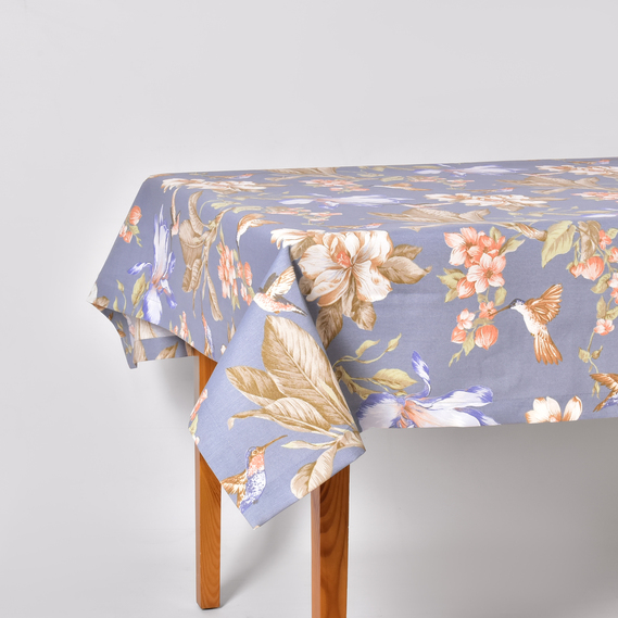 Скатертина з водовідштовхувальним просоченням IDEIA 140х170 см бавовна колібрі джинс, фото 1