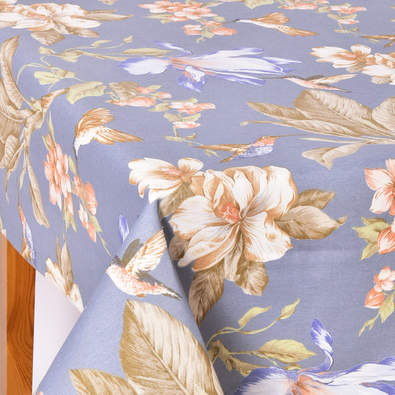 Скатертина з водовідштовхувальним просоченням IDEIA 140х170 см бавовна колібрі джинс, фото 2