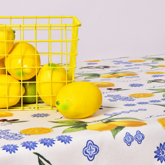 Скатертина з водовідштовхувальним просоченням IDEIA 140х170 см бавовна лимони та оливки, фото 4