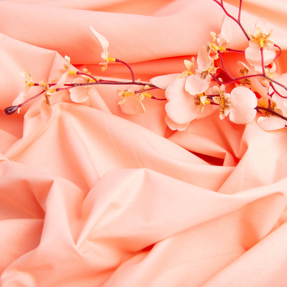 Ткань бязь ранфорс для постельного белья, хлопок 130 гр/м2, 240 см V-37 ніжний корал, фото 3