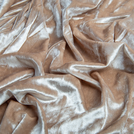 Тканина Оксамит стрейч однотонний Li, тканина костюмна, платтяна оксамитова, велюр св/беж, фото 2