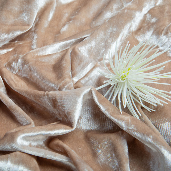 Тканина Оксамит стрейч однотонний Li, тканина костюмна, платтяна оксамитова, велюр св/беж, фото 3