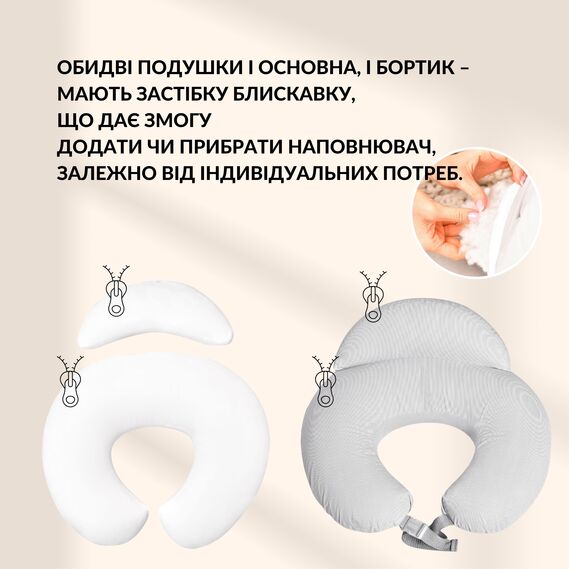 Feeding Pillow "Couch" 60x70x16 cm cotton hypoallergenic fiber смужка сіра, фото 8