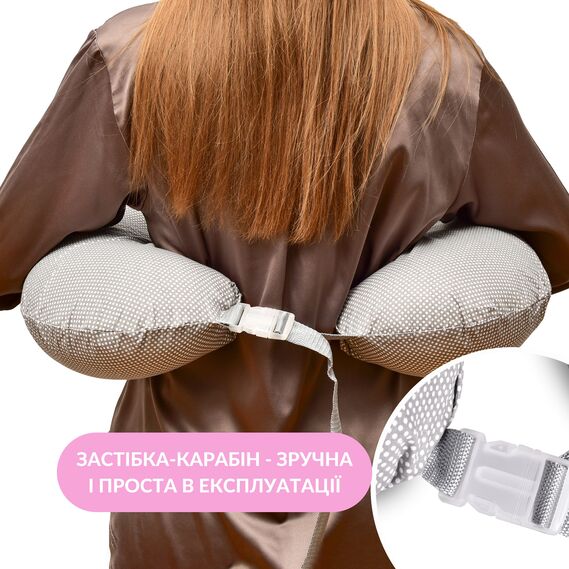 Подушка для кормления диванчик 60х70х16 см хлопок антиалергенное волокно, для удобства мамы, с молнией горошок сірий, фото 6