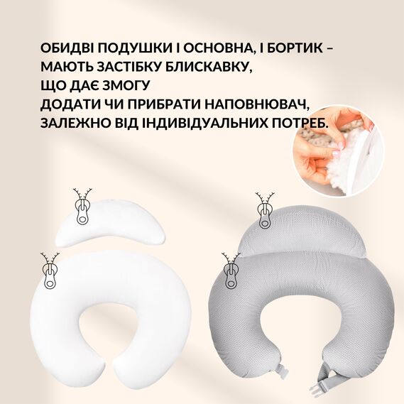 Подушка для кормления диванчик 60х70х16 см хлопок антиалергенное волокно, для удобства мамы, с молнией горошок сірий, фото 8