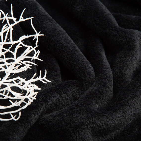 Ткань махровое полотно Велсофт, мягкая ткань для пледов, халатов, пижам, покрывал чорне , фото 4