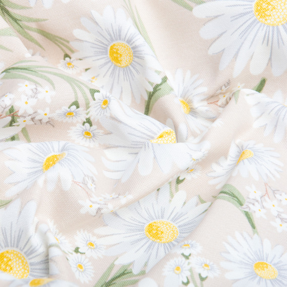Тканина декоративна Ромашки бавовна з водовідштовхувальним просоченням для скатертин, штор, декору беж, фото 2 Тканина декоративна Ромашки бавовна з водовідштовхувальним просоченням для скатертин, штор, декору беж, фото 2