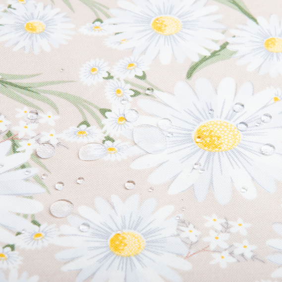 Тканина декоративна Ромашки бавовна з водовідштовхувальним просоченням для скатертин, штор, декору беж, фото 3 Тканина декоративна Ромашки бавовна з водовідштовхувальним просоченням для скатертин, штор, декору беж, фото 3
