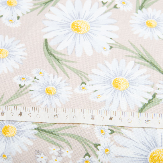 Тканина декоративна Ромашки бавовна з водовідштовхувальним просоченням для скатертин, штор, декору беж, фото 5 Тканина декоративна Ромашки бавовна з водовідштовхувальним просоченням для скатертин, штор, декору беж, фото 5