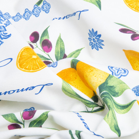 Тканина декоративна Прем`єр Лимони та оливки з водовідштовхувальним просоченням біла, фото 2 Тканина декоративна Прем`єр Лимони та оливки з водовідштовхувальним просоченням біла, фото 2