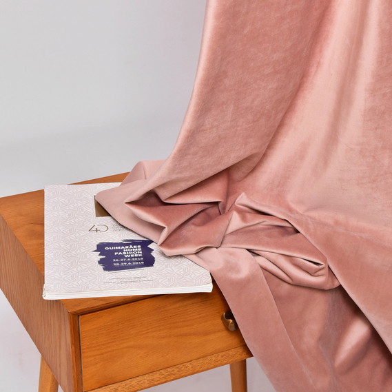 Ткань портьерная однотонная Бархат. 295 см, 365 гр/м2, шторная ткань, ткань для штор, шторы, портьеры, гардины, ткань гардинная V-74 пудра, фото 4