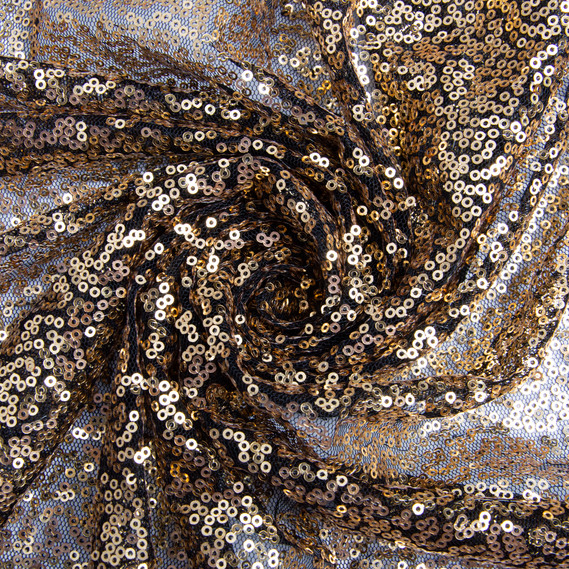 Ткань сетка с пайетками чорне золото, фото 1 Ткань сетка с пайетками чорне золото, фото 1