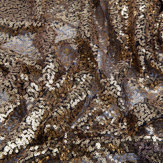 Ткань сетка с пайетками чорне золото, фото 2 Ткань сетка с пайетками чорне золото, фото 2