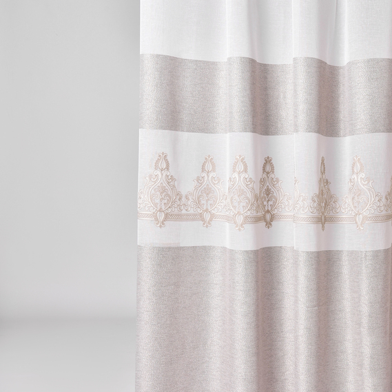 Ткань тюль рогожка с вышивкой Luiza сіра, фото 2 Ткань тюль рогожка с вышивкой Luiza сіра, фото 2