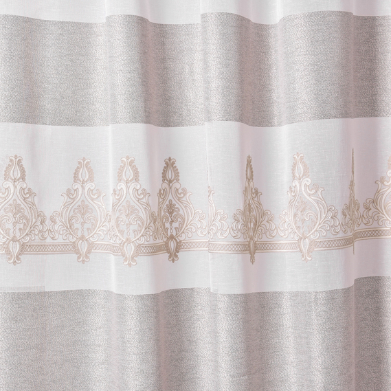 Тканина тюль рогожка з вишивкою Luiza сіра, фото 3