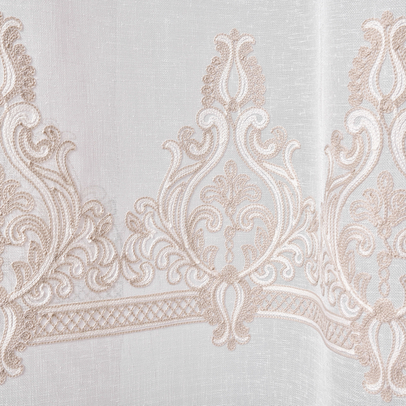 Ткань тюль рогожка с вышивкой Luiza сіра, фото 4 Ткань тюль рогожка с вышивкой Luiza сіра, фото 4