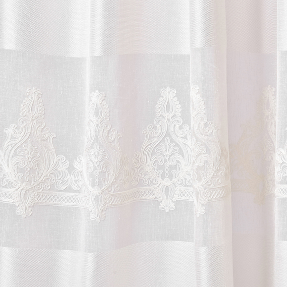 Ткань тюль рогожка с вышивкой Luiza молоко, фото 4 Ткань тюль рогожка с вышивкой Luiza молоко, фото 4