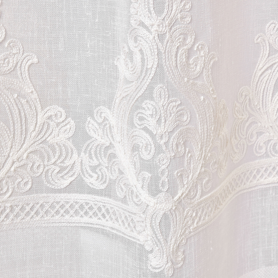 Ткань тюль рогожка с вышивкой Luiza молоко, фото 5 Ткань тюль рогожка с вышивкой Luiza молоко, фото 5