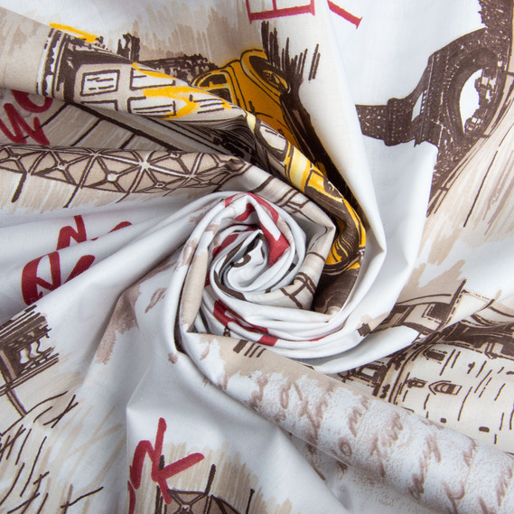 Ranfors coarse calico fabric 12134 v-02 Столиці беж, фото 1