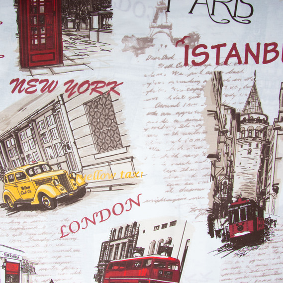 Ranfors coarse calico fabric 12134 v-02 Столиці беж, фото 3