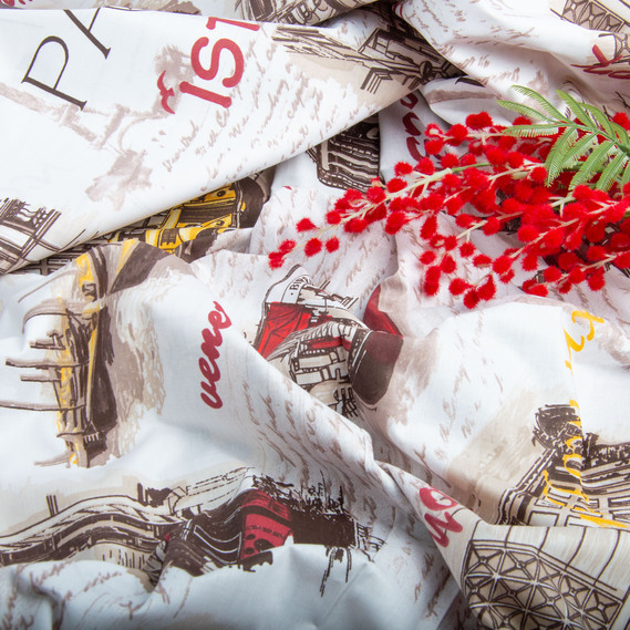 Ranfors coarse calico fabric 12134 v-02 Столиці беж, фото 4