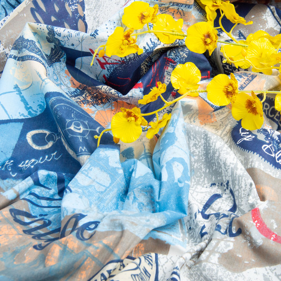 Ткань бязь ранфорс для постельного белья, хлопок, 130 гр/м2, 240 см 10882 v-04 Каліпсо блакитний, фото 4