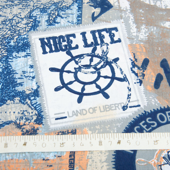 Ткань бязь ранфорс для постельного белья, хлопок, 130 гр/м2, 240 см 10882 v-04 Каліпсо блакитний, фото 5