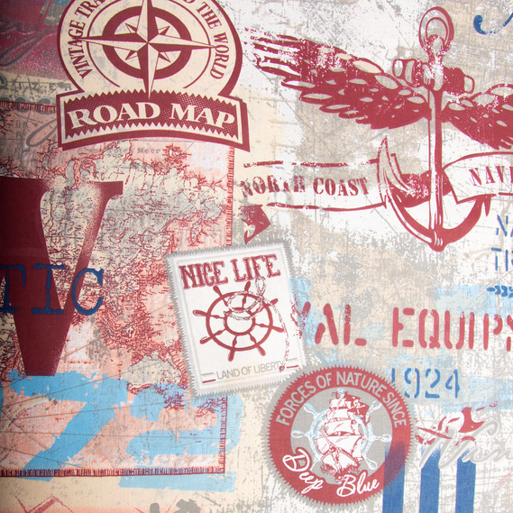 Ranfors coarse calico fabric 10882 v-02 Каліпсо бордо, фото 3