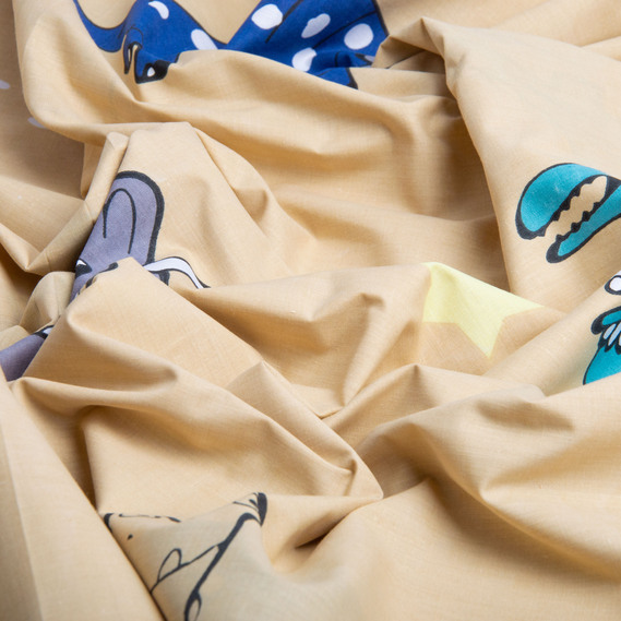 Тканина бязь бавовна GOLD LUX щіл.125 г/м2 V-GLux-4675 Letis go Діно беж, фото 4