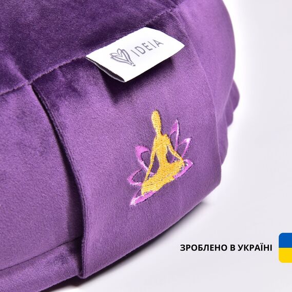 Подушка Болстер для йоги и медитации IDEIA с гречневой шелухой, йога, гречневая шелуха, гречиха 46х25х10 см, велюрова фіолет, фото 6